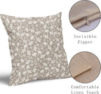 Tan Khaki Floral Pillow Covers 22x22 Set of 2 Vintage Rustic Old Style Cute Small Flower Cream Print Decorative Outdoor Pillowcases Farmhouse Throw Cushion Case Decor for Couch Sofa Bed