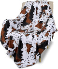 Macevia Flannel Fleece Twin Couch Blanket, Cow Print, Fuzzy Cozy Comfy Super Soft Plush Cowhide for Bed & Sofa, 260GSM, All Seasons (Cow-01, 60x80inches)