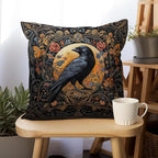 William Morris Abstract Vintage Floral Velvet Black Crow Design Throw Pillow Covers Home Decor, Retro Art Decor Pillowcase Cushion Cover for Bed Sofa Living Room, Square 18x18inch (Black-Crow)