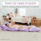 Butterfly Craze Floor Pillow Case, Mattress Bed Lounger Cover, Purple, King Size - Cozy Seating Solution for Kids Ages 3-14, Recliner Cushion, Perfect for Reading, TV Time (Pillow Not Included)