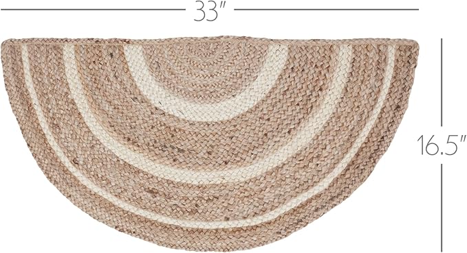 VHC Brands Jute Rug Half Circle, Natural and Crème, 16.5x33