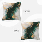 Emerald Green Gold Marble Pillow Covers 18x18 Set of 2, Green and Gold Modern Abstract Throw Pillow Covers Outdoor Decorative Pillow Case for Couch Bed Sofa Cushion Home Decor