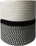 Decorative Baskets for Plants| 9- & 11-inch Pots for Indoor Plants | Floor Planter Pot Cover | Rope Plant Basket for Indoor (Small 9" Round, Ivory/Black)