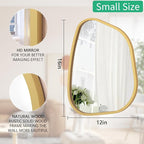 Irregular Asymmetrical Mirror Wall Mounted, Unique Vanity Mirror, Shaped Dressing Mirror Decorative for Living Room, Bathroom, Bedroom, Entryway Wall Decor Gold 16"x12"