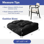 Outdoor Chair Cushions Set of 2, Patio Chair Cushions with Ties, 17x17+4” Tufted Outdoor Seat Cushions, Waterproof Patio Furniture Cushions, Outdoor Dining Chair Pads, Black