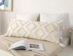 PANOD Decorative Long Lumbar Pillow Cover 12x36 Boho,Super Soft Chenille Extra Long Lumbar Pillow Case Cover with Tassel for Bed Sofa Couch Farmhouse Livingroom,White,Modern Skinny