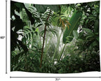 JAWO Green Plant Tapestry, Aesthetic Banana Palm Tree Leaves Wall Hanging for Bedroom, Tropical Forest College Dorm Home Decor (71" W x 60" H)