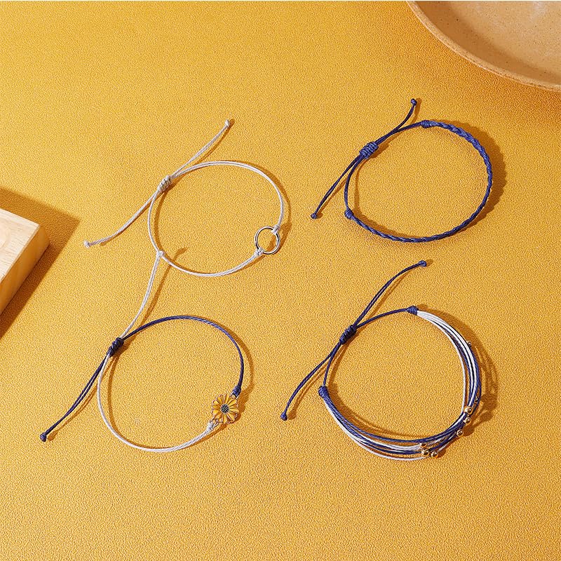 choice of all String Bracelets for Women Boho Wave Surfer Beach Wear Cute Bracelets Set Summer Friendship Jewelry Accessories Beach Stuff - color: B4：blue bracelet