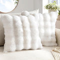 MIULEE Faux Fur Pillow Covers Thick Soft Plush 26x26 Inch Pack of 2 Euro Throw Pillows Luxury Home Decor for Bed Couch Bedroom Living Room Sofa,White