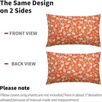 Orange Pillow Covers 12x20 Set of 2 Vintage Floral Rustic Old Style Cute Flower Print Rectangle Decorative Outdoor Pillowcases Seasonal Farmhouse Throw Cushion Case Couch Sofa Bed Decor