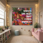 Vintage Wall Tapestry-What’s the Best That Could HappenPreppy Leopard Tapestry, Soft Flannel Wall Hanging Decor for Teen Girls Room,Inspirational Banner for Bedroom Dorm Decoration 59x51Inch(Colorful-Leopard)