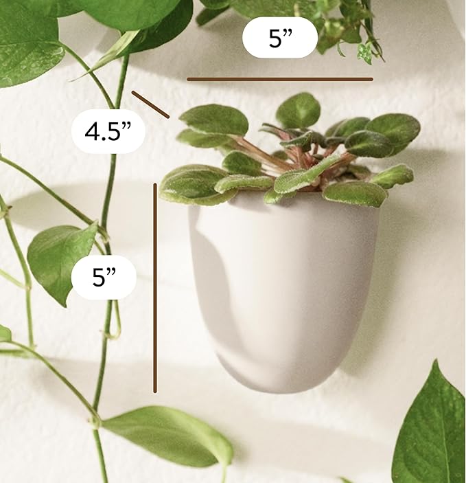 Make Good PlantPod Luxe Self-Watering Wall Planters (Set of 3, Stone) - Easy to Water and Install - Lightweight - Design Your Own Vertical Garden - Wall Planters for Indoor Plants