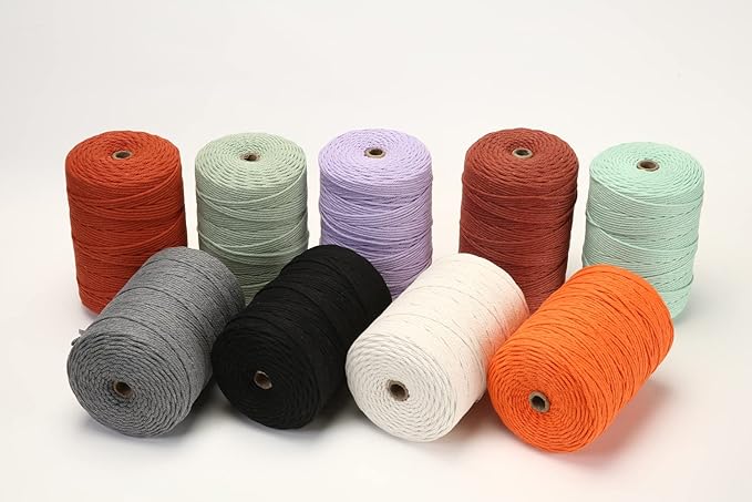 Cotton Macrame Cord 3mm 328yards Natural Colored Macrame Supplies, Soft Craft Cotton Rope for Plant Hanger Wall Hanger Dreamcatcher (Olive Green)