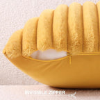 Pallene Faux Fur Plush Throw Pillow Covers 16x16 Set of 2, Luxury Soft Fluffy Striped Decorative Pillow Covers for Sofa, Couch, Living Room, Mustard Yellow