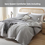 ROSGONIA Oversized King Comforter 120x120, 3pcs Super King Comforter (1 Gray Comforter & 2 Pillowcases) Super King Comforter Set 120x120 Bedding Quilt