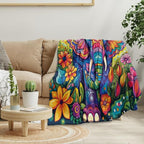 Elephant Blanket Flower Bed Blankets Bohemian Hippie Boho Gifts for Women Kids Girls Mom Bedroom Living Room Birthday Mother's Day Decor Soft Cozy Lightweight Plush Throw Blankets 70"x80"