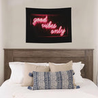 Good Vibes Neon Poster Tapestry 29x37 In Aesthetic Wall Hanging Decorative Tapestries Cute Preppy Banner For Teen Girl Bedroom College Dorm Home Living Room Party Decor