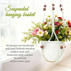 35 Inch Macrame Plant Hanger, Large for up to 15 Inch Pot Extra Long Hanging Planter Holder Basket with Wood Beads for Indoor Outdoor Home Decor (Ivory, 1-Pack)