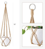 Dahey Set of 2 Macrame Plant Hanger Indoor Hanging Planter Basket with Hooks Flower Pot Plant Holder No Tassels for Boho Home Decor, 35 Inch