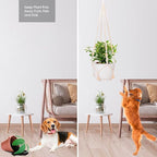 RIFNY Macrame Plant Hanger Indoor, 35 Inch Hanging Plant Holder with Hooks, Large Boho Hanging Basket Plant Hanger for Wall Window Ceiling Plants Decor (White, 1PC)