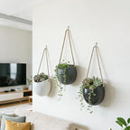 Set of 3 Ceramic Hanging Planters for Small Plants & Artificial Greenery, Wall Decor for Bathroom Living Room Bedroom Home Office Corridors
