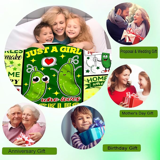 Pickle Blanket Funny Gift for Girl Women,Soft Flannel Pickles Merch Throw Blankets Best Pickle Lovers Present Birthday Gifts Pickles Stuff Blanket for Boys Kids Adults 50"x40"