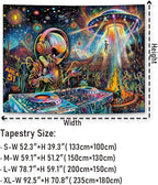 Galoker Blacklight Alien UFO Tapestry Trippy Galaxy Planet Tapestry UV Reactive Funny DJ Music Wall Tapestries Plant Cactus Tapestries Wall Hanging for Home Decor(59.1"x78.7")