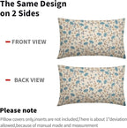 Brown Blue Grey Floral Pillow Covers 12x20 Set of 2 Vintage Rustic Old Style Cute Small Flower Print Rectangle Decorative Outdoor Pillowcases Farmhouse Throw Cushion Case Decor for Couch Sofa Bed