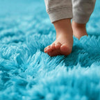 Amdrebio Blue Round Circle Rugs 6Ft for Kids Bedroom, Large Soft Fluffy Area Rug for Teen Girls Boys, Play Room Decor Aesthetic, Plush Shaggy Fuzzy Baby Carpet for Living Room Nursery Classroom Dorm