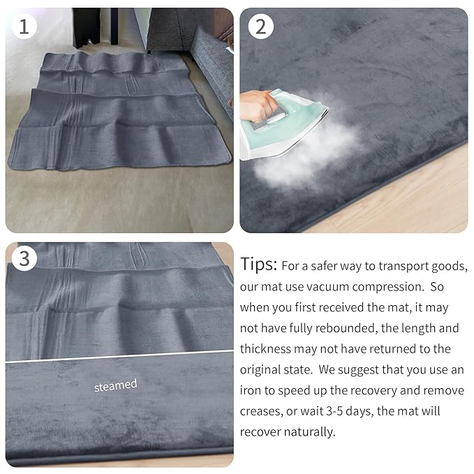 Baby Play Mat for Floor,Extra Large 59"×71" Playpen Mat for Tummy Time,Thicker Padded Elasti Foam Activity Mats,Water Repellent Ultra Soft Velvet,Non-Slip Backing Safe for Crawling(Dark Grey)