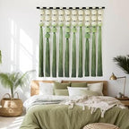 IOWER Macramé Wall Hanging Macrame Wall Decor Green Dip Dye 39" Wx39 L Sphericity Cotton Textile Wall Art Large Art Yarn Wall Hanging For Living Room Wedding