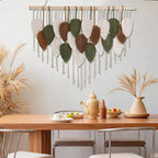 Tiaforza Macrame Wall Hanging Decor Art, Handmade Leaf Feather Woven Boho Wall Tapestry, Ideal Decor for Apartment, Bedroom, Living Room, Office and Dining Area, Size 39" W x 29.5" L