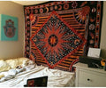 Popular Handicrafts Wall Hanging Tapestry For Bedroom Hippie Burning Sun and Moon Meditation Bohemian Hippy Psychedelic Design Indian Tapestries Bedspread 90 x 108 inches (230cm x 270cm) Green