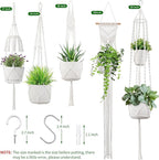 Macrame Plant Hangers 5Pack, Handmade Cotton Rope Hanging Planters for Indoor Plants w/ 5 Set Hooks Hanging Plant Holders Plant Hanger Indoor for Boho Home Decor (White, Planter Pot Not Included)