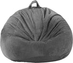 Stuffed Animal Storage Bean Bag Chair Cover, Cover Only (No Filler), Corduroy Toy Organizer Floor Cushion Seat, 48 in/120 cm Slipcover for Teens & Adults,Gray