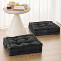 Wellsin Square Floor Pillows for Adults Kids - Meditation Floor Pillow Seating Cushion - Tufted Floor Cushion with Shredded Foam & Velvet Cover, 2 Pack, 20x20 Inch, Gray