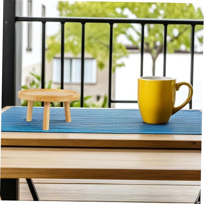 Yardwe Wooden Plant Stand Boho Decor Indoor Plant Holder Multi-use Flowerpot Tray