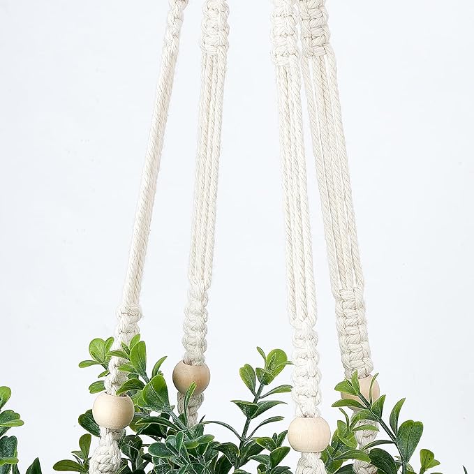 Mkono Fake Hanging Plant with Pot, Hanging Plants Artificial Spring Decor Macrame Plant Hanger with Faux Plant Greenery Boho Hanging Planter for Home Bedroom Bathroom Office Decoration