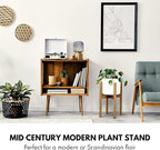 Fox & Fern Adjustable Plant Stand Indoor — 8 to 12 Inch Premium Mid Century Bamboo Plant Stand with Adjustable Width; Plug In Design; Easy to Assemble; Two Heights - For 8, 9, 10, 11 & 12 Inch Pots