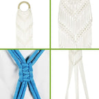 LIVALAYA Macrame Plant Hangers Wall Planter - Blue Ombre 48 Inch, for Indoor or Outdoor, 100% Cotton Rope Hanging Plant Holder with Tassel for Flower Pots and Succulents - Modern Boho Home Décor