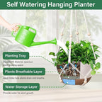 Hanging Planters for Indoor Plants, 2 Pack 10 Inch Self Watering Hanging Pots for Plants with Drainage Holes, Indoor Outdoor Hanging Flower Pots for Home Garden Ceiling Decor (White)