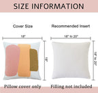 Modern Tufted Chic Pillowcase,Simple Soft Aesthetic Boho Throw Pillow Covers 18x18,Colorful Bohemian Embroidered Sham for Indoor Bed Home Living Room-1 Pcs(Pink Brown Peach)