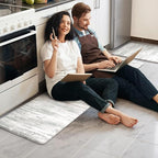 KIMODE Kitchen Mats Cushioned Anti Fatigue, Abstract Grey Farmhouse Kitchen Rugs Sets of 2, Non Slip Kitchen Mats for Floor, Padded Kitchen Floor Mat for Sink Laundry Desk 17"x59"+17"x29"
