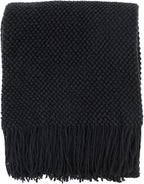 CREVENT Farmhouse Couch Sofa Throw Blanket for Bedroom Living Room Decoration, Soft Warm Cozy Light Weight for Spring Summer Fall (50''X60'' Black)