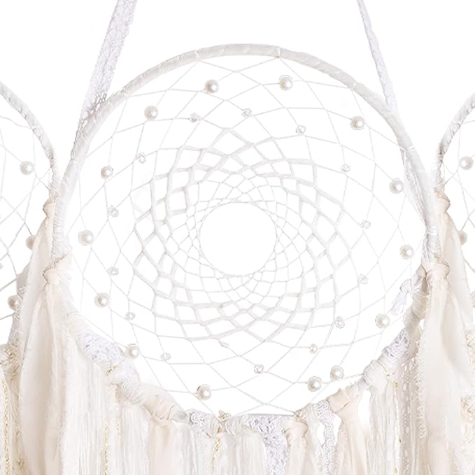 ANROYE White Triple Moon Goddess Macrame Wall Hanging, Boho Crescent Dream Catcher, Bohemian Dreamcatcher for Women Bedroom, Woven Tapestry-Witchcraft Gift, Pagan Decor for Adults Decoration