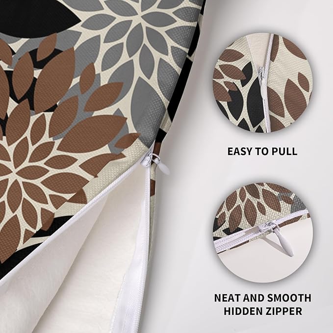 Black Brown Pillow Covers 18X18 Inch Set of 2, Spring Summer Floral Dahlia Flower Cream Decorative Throw Pillow Covers Outdoor Modern Farmhouse Cushion Case for Home Couch Sofa Bed Decor
