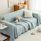 ROOMLIFE Blue Couch Cover Boho Sofa Covers for 3 Cushion Couch Washable, Furniture Protector Sofa Couch Cover for Dogs, Soft Breathable Sofa Slipcover, Couch Throw Blankets with Tassels 71''X118''