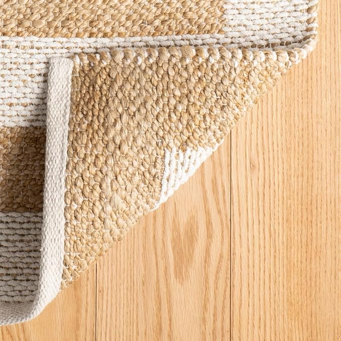Dash and Albert Milo Jute & Cotton Area Rug - 9.5 X 13.5 Ivory Stripe Handwoven Accent Rug - Durable, Low Pile, Guest Room, Home Office, Dining Room - Premium Luxury Hotel Quality Soft Breathable