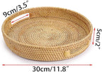 Hipiwe Round Rattan Serving Tray with Handles, Hand-Woven Decorative Organizer Tray for Storage Breakfast Drinks Snack, Centerpiece Fruit Basket for Home Decoration,Large
