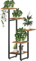 HOOBRO Plant Stand Indoor, 5 Tiered Corner Plant Shelf Flower Stand for Multiple Indoor Plants, Square Plant Flower Display Shelf for Living Room, Balcony, Patio, Rustic Brown and Black BF06HJ01
